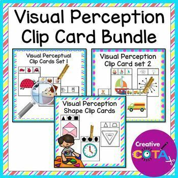 Preview of Occupational Therapy Visual Perception Fine Motor Clip Card Activities Bundle