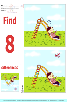 Preview of Visual Perception, Spot 8 Differences, Occupational Therapy, autism, FREEBIE