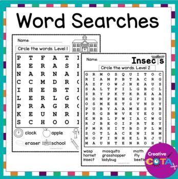 Preview of Occupational Therapy Visual Perception & Eye Tracking Themed Word Searches CVI