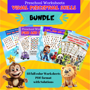 Preview of Visual Perceptual Skills Worksheet BUNDLE for PreK, Preschool and Kindergarten