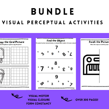Preview of Visual Perceptual and Visual Motor Bundle for OT and Centers: Black and white