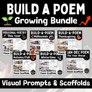 Preview of Visual Seasonal Poetry BUNDLE | Build a Poem | Scaffold and Choice Slides