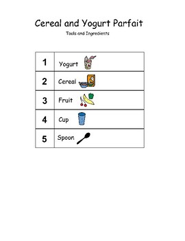 YOGURT PARFAIT Printable Visual Recipe for Toddlers and Young