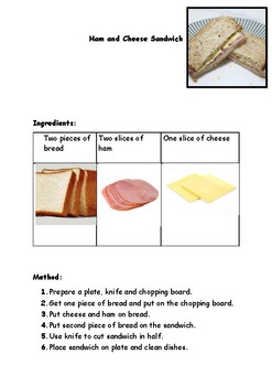 Preview of Visual Recipe- How to make a cheese and ham sandwich
