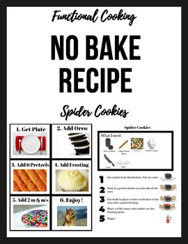 Preview of Visual Recipe No Bake Recipe - Spider Cookies (Special Education)