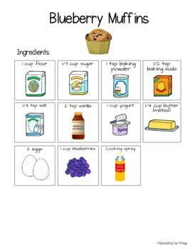 Visual Recipe for Blueberry Muffins with Functional Life Skills Activities