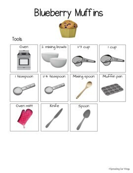 Visual Recipe for Blueberry Muffins with Functional Life Skills Activities