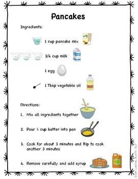 Preview of Visual Recipe for Pancakes with Comprehension