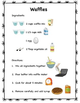 Visual Recipe for Waffles with Comprehension by Ellen Levine | TpT