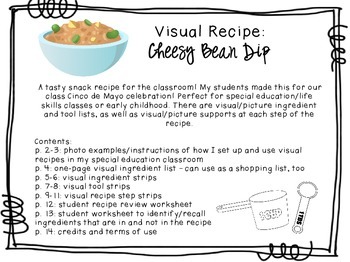 Visual Recipe for the Special Ed Classroom - Cheesy Bean Dip by Sped ...