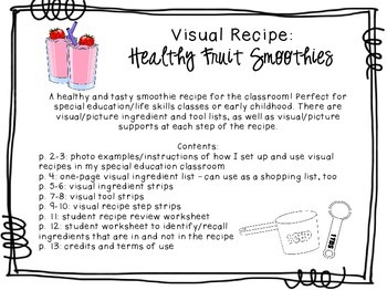 Visual Recipe for the Special Ed Classroom - Healthy Fruit Smoothies