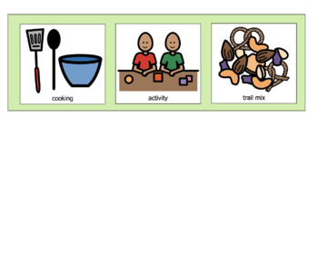 Preview of Visual Recipe w CORE WORDS (Boardmaker) // TRAIL MIX (nut and nut-free option)