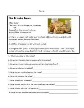 rice krispies treats recipe and questions by independent