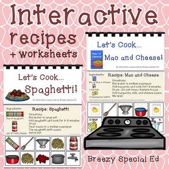 Preview of Visual Recipes and Interactive Books | Spaghetti + Mac and Cheese for special ed
