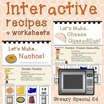 Preview of Visual Recipes for Nachos and Cheese Quesadillas for special education