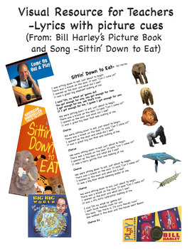 Preview of Visual Resource -Sittin' Down to Eat- Lyrics/realistic picture cues- Bill Harley