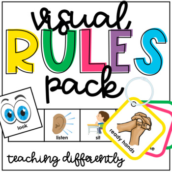 Preview of Visual Rules Pack (Desk Strips, Visual Lanyard, Class Rules)