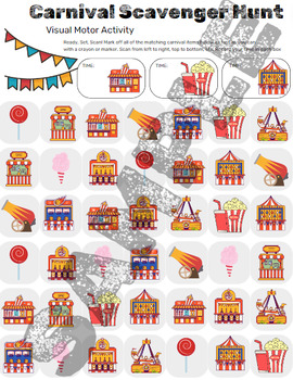 Preview of Visual Scanning Worksheet - Carnival