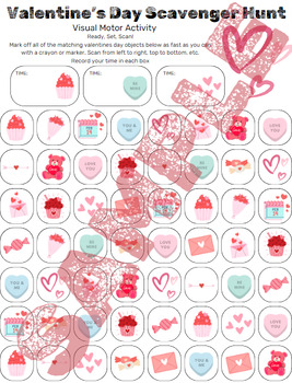 Preview of Visual Scanning Worksheet - Valentine's Day