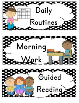 Visual Schedule- Black and White Polka Dots by Stacy Cizik | TPT