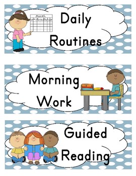 Visual Schedule- Blue Polka Dots by Stacy Cizik | TpT