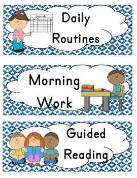 Visual Schedule- Blue and White Stars by Stacy Cizik | TpT