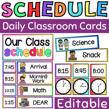 Class Schedule Cards Daily Visual Display |Editable Cards Classroom ...