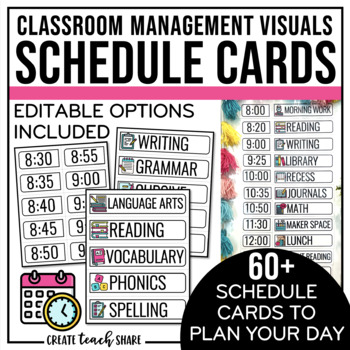 Preview of Visual Schedule Cards | EDITABLE Daily Schedule Display | Classroom Management