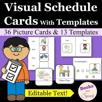 Visual Schedule Cards (Picture Support) - Distance Learning by Eva Lee SLP