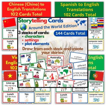 Preview of Visual Schedule Cards for 4 Foreign Languages + Around the World Storytelling!