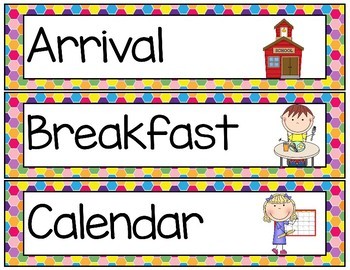 Visual Schedule Cards for Bright Colors Classroom Decor | TPT