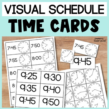 Preview of Visual Class Schedule Cards in 5 Minute Interval Times for Daily Schedule Charts