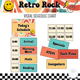 Visual Schedule Chart Editable Retro Groovy Theme Classroom