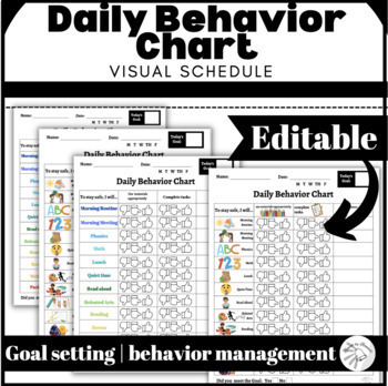 Preview of Visual Schedule | Daily Behavior Chart | Editable Class schedule | Digital Copy