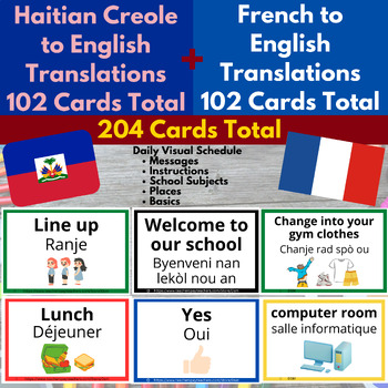 Preview of Visual Schedule & Daily Routine Cards for Haitian Creole & French Speakers - ESL
