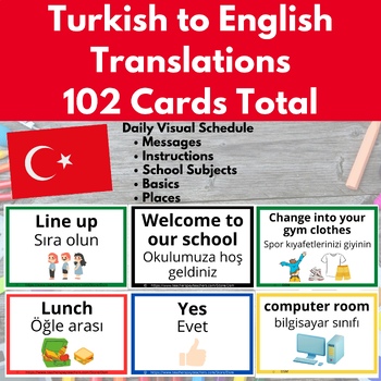 Preview of Visual Schedule & Daily Routine Cards for Turkish Refugees - Immigrants ESL ELL