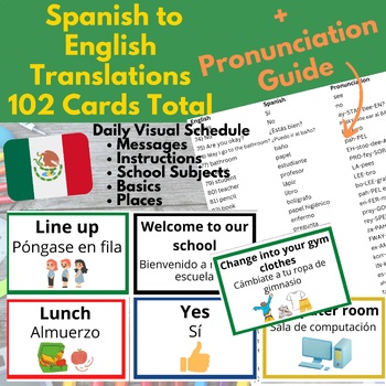 Preview of Visual Schedule & Daily Routine Cards in Spanish + Pronunciation Guide!