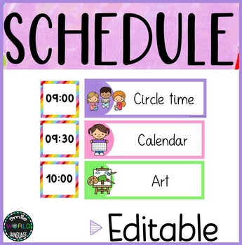 Visual Schedule Editable Cards Anticipation classroom management timetable