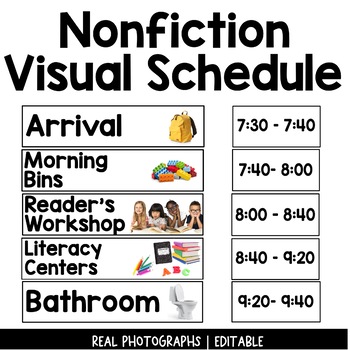 Preview of Visual Schedule Real Pictures | Nonfiction | Editable