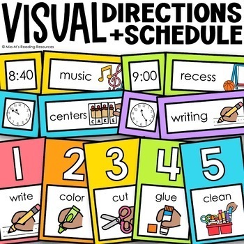 Preview of Classroom Management Visual Schedule Editable and Visual Direction Cards BUNDLE