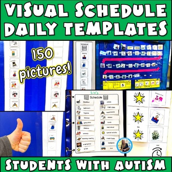 Preview of Visual Schedule Autism Students Classroom Daily Picture Icons Cards Templates