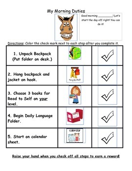 Preview of Visual Schedule for Morning Procedures