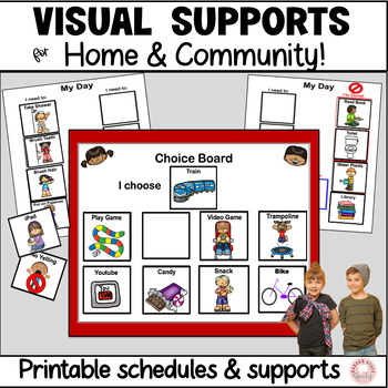 Preview of Visual Supports Schedules Cards for Autism Home and Community