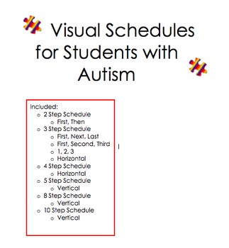 Preview of Visual Schedules for Students with Autism Packet