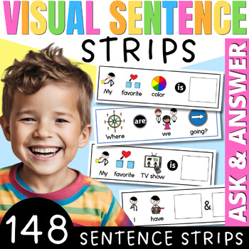Preview of Visual Sentence Strips Speech Therapy | AAC Ask & Answer Questions & Comments