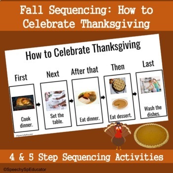 Preview of Visual Sequence 4-5 Steps: Thanksgiving Meal Sequence REAL PICS! SpEd and Speech
