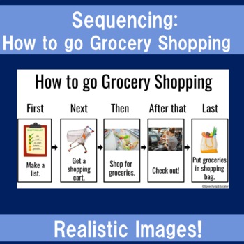 Preview of Visual Sequencing 4-5 Steps: How to go Grocery Shopping! Speech and Special Ed