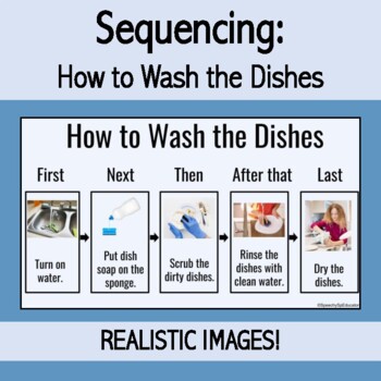 Preview of Visual Sequencing Real Pictures 4-5 Steps: How to Wash Dishes! Speech and SpEd