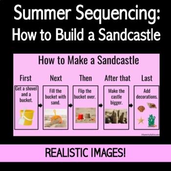Preview of Visual Sequencing Realistic Pictures 4-5 Steps: How to Make a Sandcastle!
