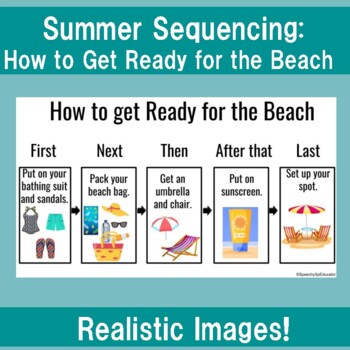 Preview of Visual Sequencing Realistic Pictures 4-5 Steps: How to get Ready for the Beach!!